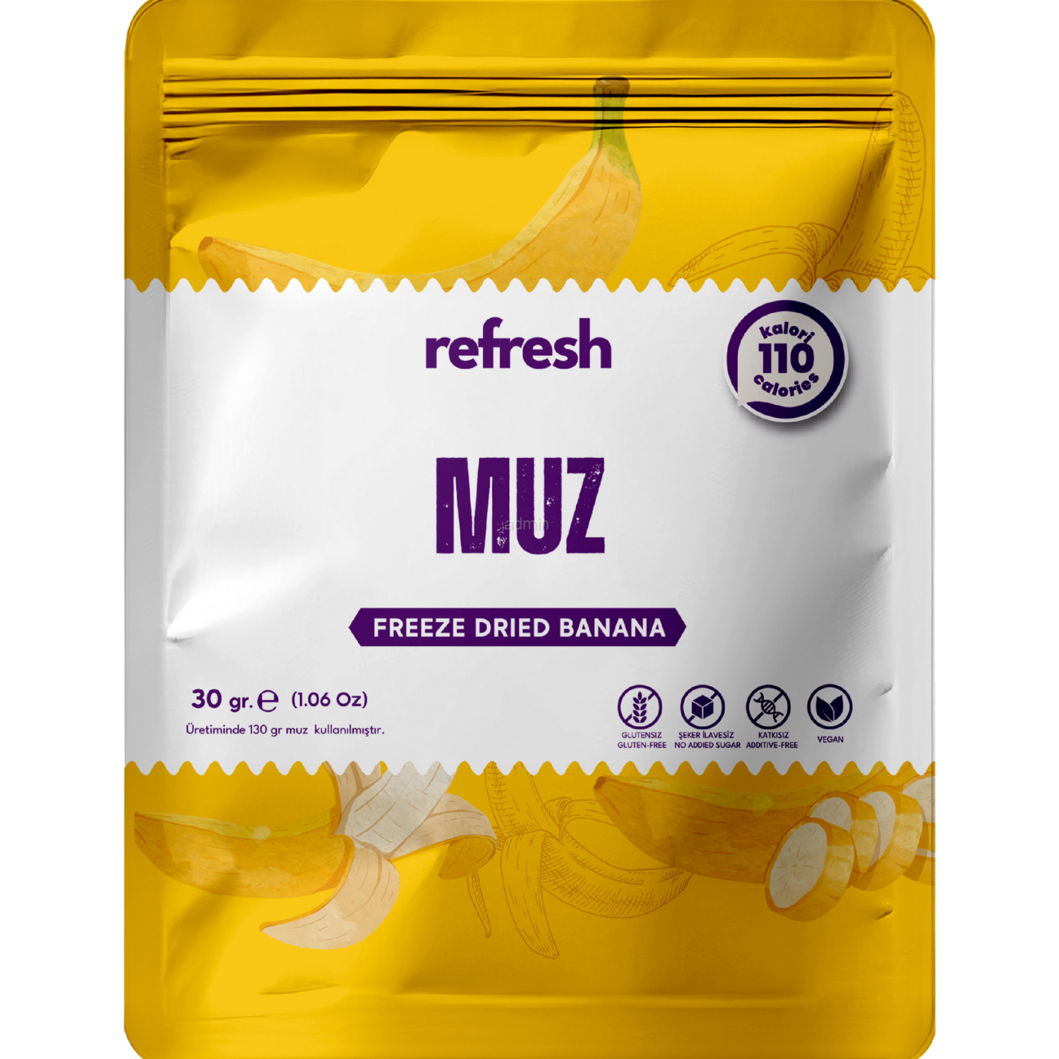 Refresh Dry Freeze Muz Tozu 50g - Dondurularak Kurutulmuş Meyve Tozu