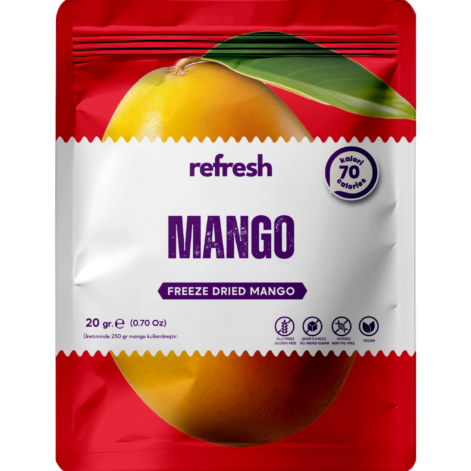Refresh Dry Freeze Mango Tozu 50g - Dondurularak Kurutulmuş Meyve Tozu