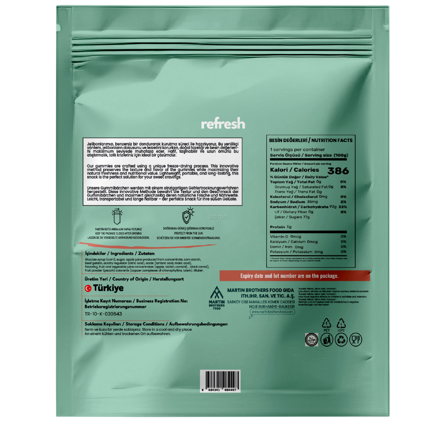 Refresh Pops Freeze Dried Şeftali Candy - 30 g